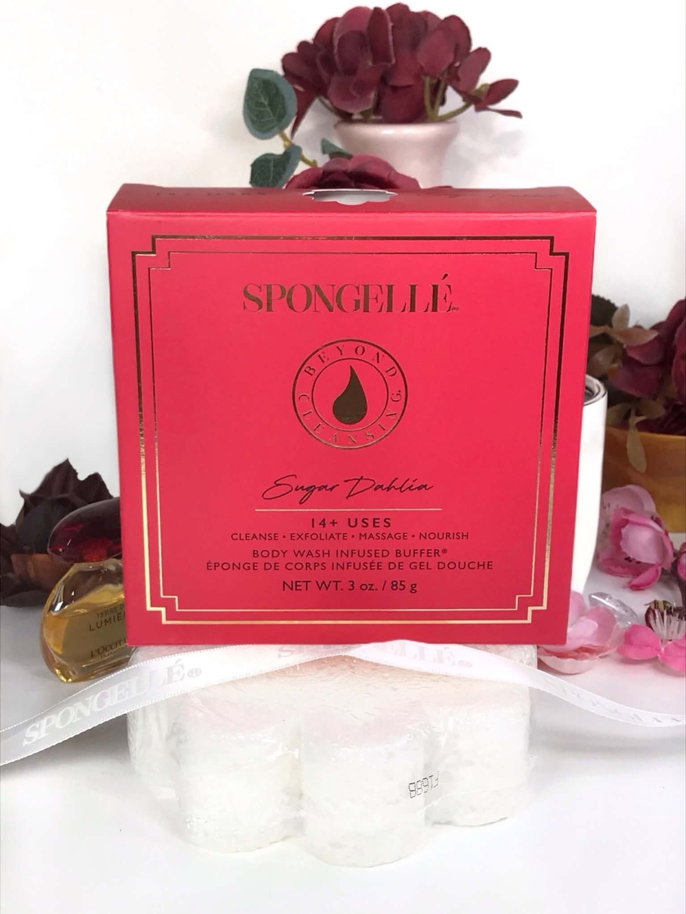 Spongelle Sugar Dahlia Boxed Flower Body Wash Infused Buffer Sponge *BNIB